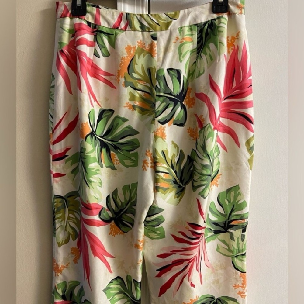 Talbots Pure Silk Floral‎ straight leg pants vintage Sz 10 - Picture 6 of 8